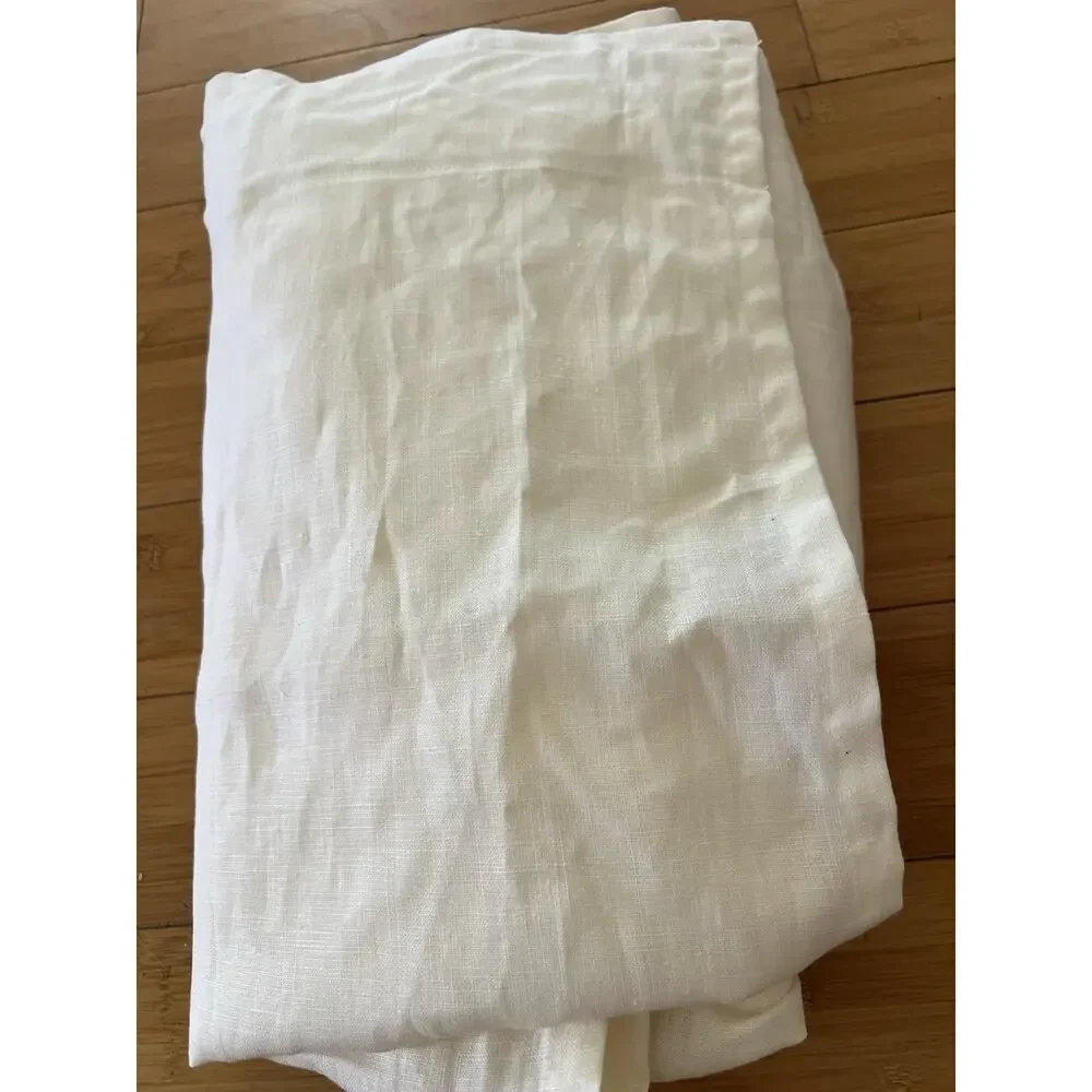 Ikea 100% Linen Long Curtain One Panel Only 57 x 100” Cream Beige